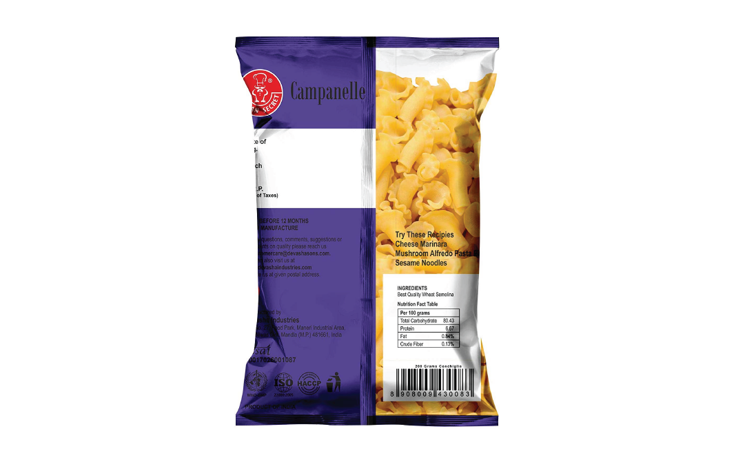 Italian Secret Deliziosa Pasta Italiana Campanelle   Pack  200 grams